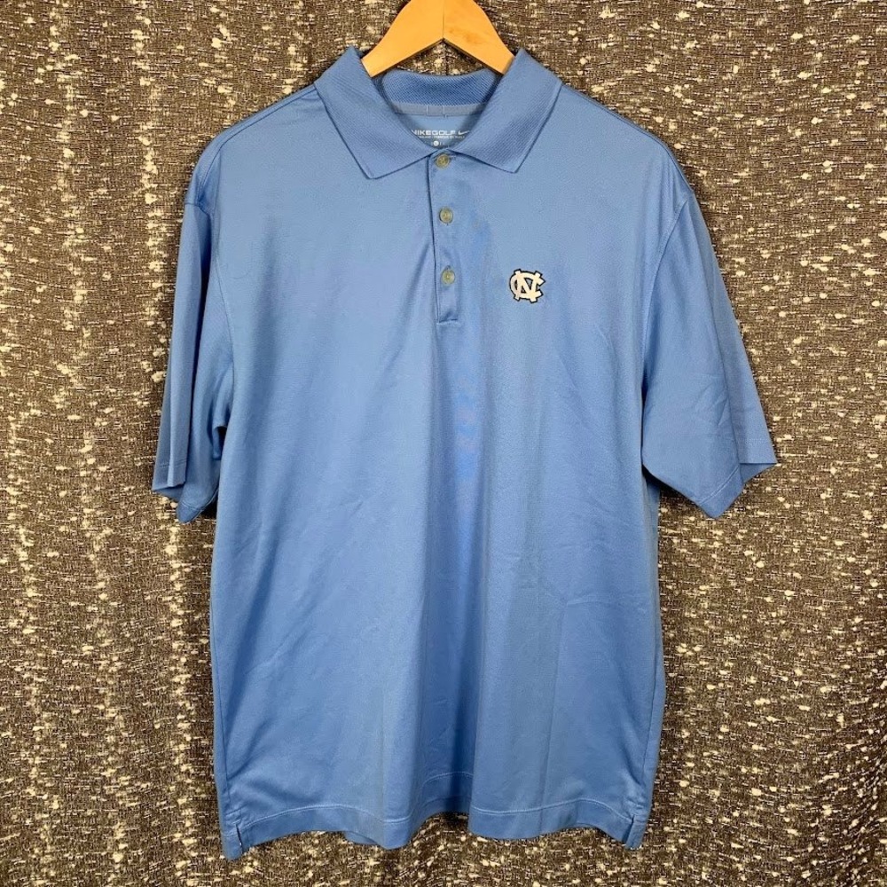 Nike Golf UNC Tar Heels Polo Shirt Mens Large Carolina Blue Short Sleeve NCAA